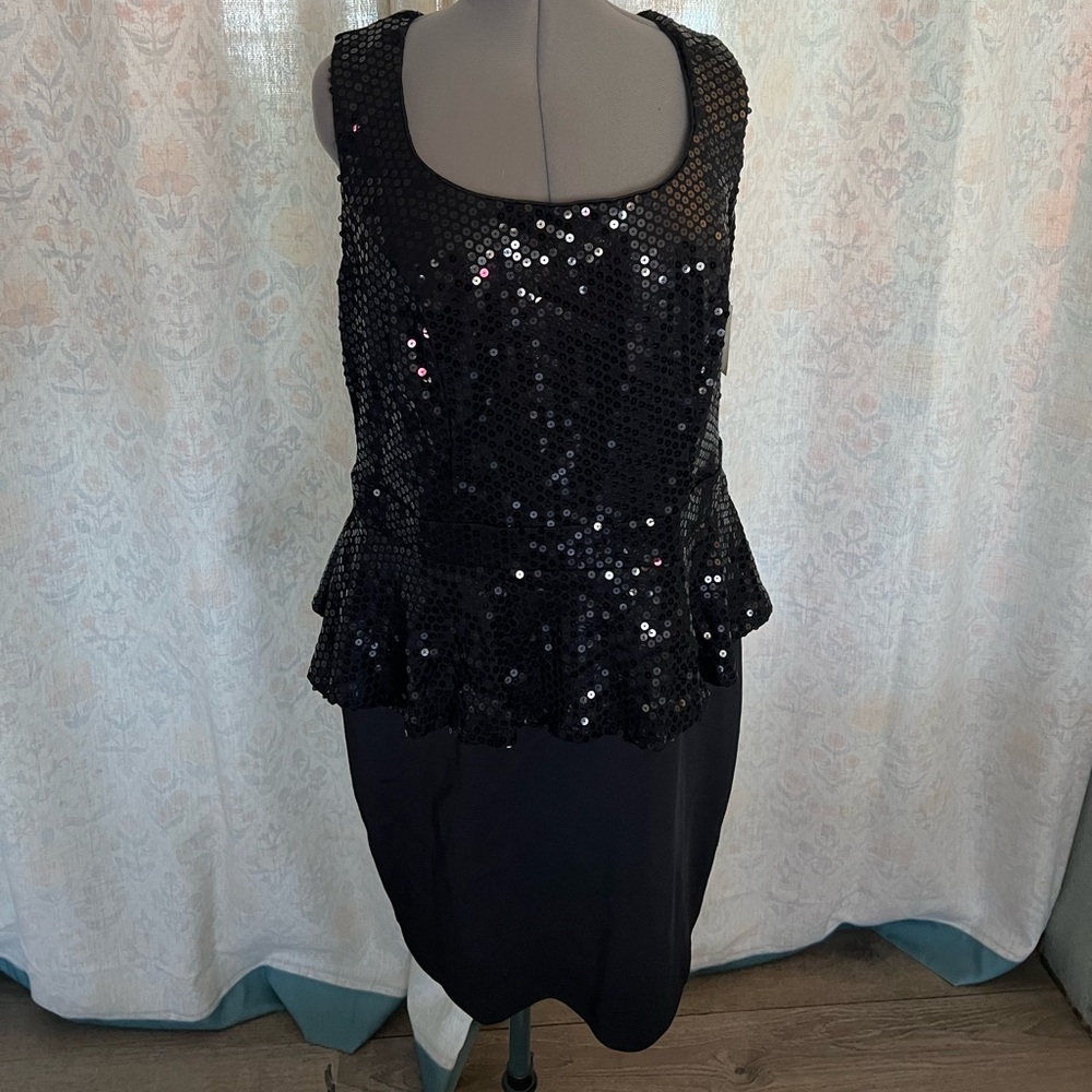Ruby Rox Black Sequin Peplum Midi Dress